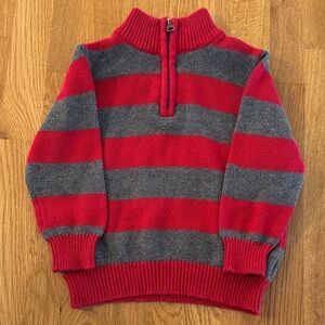 Children’s Place Red and Gray Knit Quarter Zip Sweater